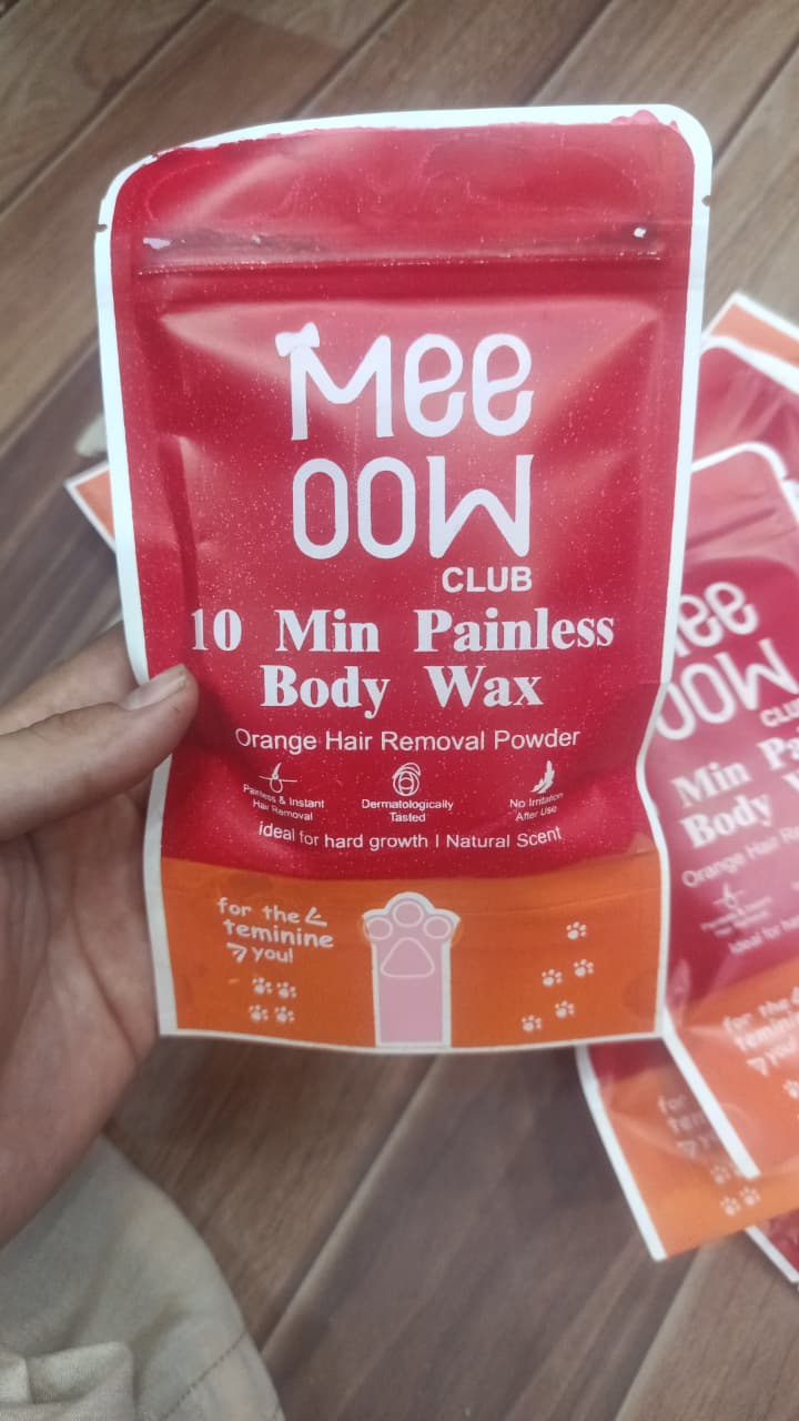 Meeoow Club 10-Min Painless Body Wax | Orange-Scented Hair Removal Powder 100g