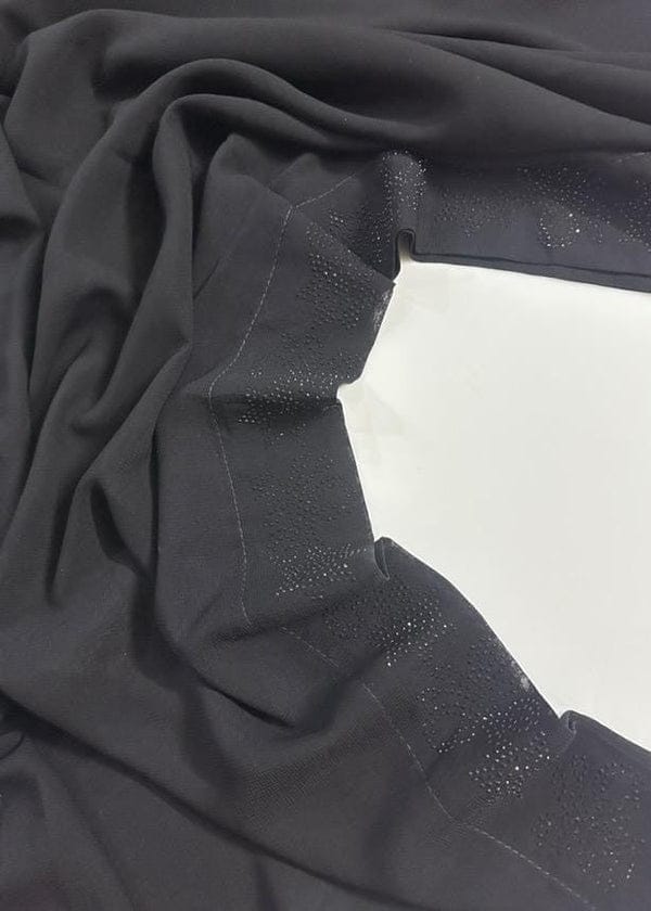 Premium Black Chiffon Dupatta with One Side Stone Work �Elegant Formal Wear for Women �Soft & Lightweight Fabric