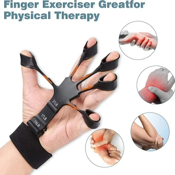 Hand Grip Strengthener - Adjustable Finger Exerciser and Finger Stretcher - Grip Strength Trainer for Hand Therapy, Rock Climbing - Relieve Pain for Arthritis, Carpal Tunnel