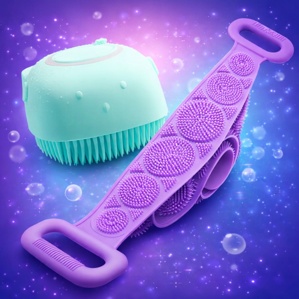 2-in-1 Silicone Bath Brush & Back Scrubber