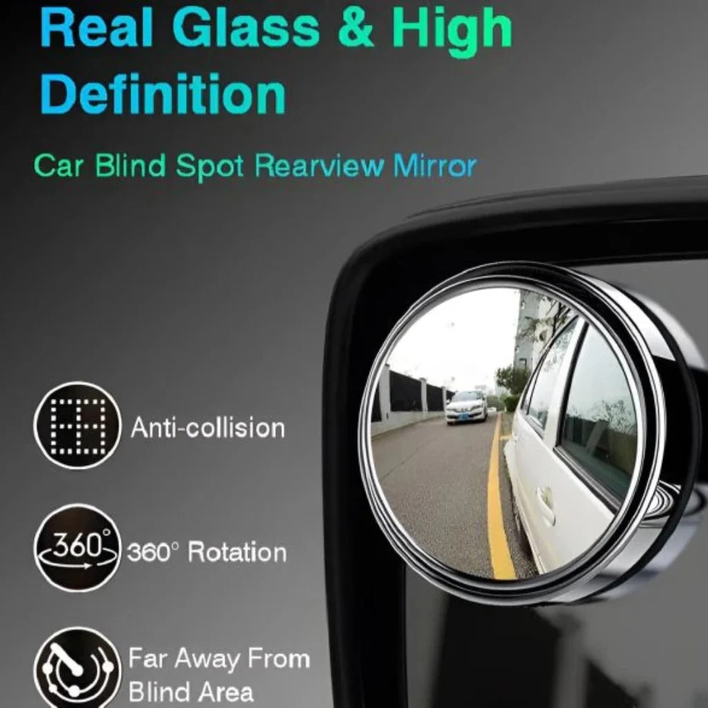Car Blind-Spot Side Mirror Silver Frame - (2 Pc / Set)