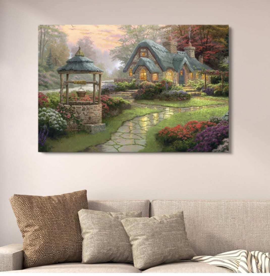 Make A Wish Cottage Canvas Art With Double Tape | 12x16 Inches