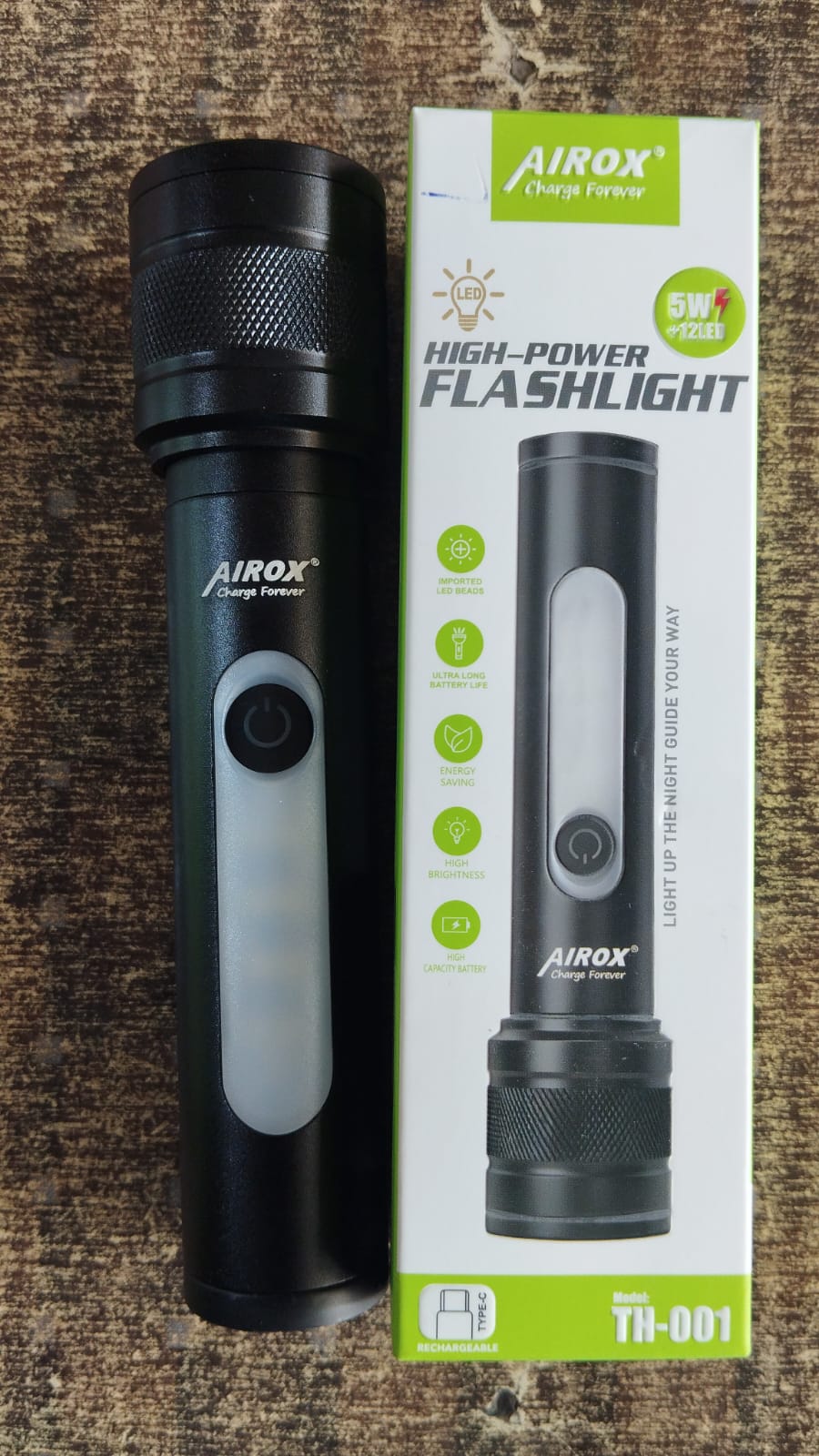 Airox 5 In 1 Rechargeable Flash Light �Type-C Charging | Black