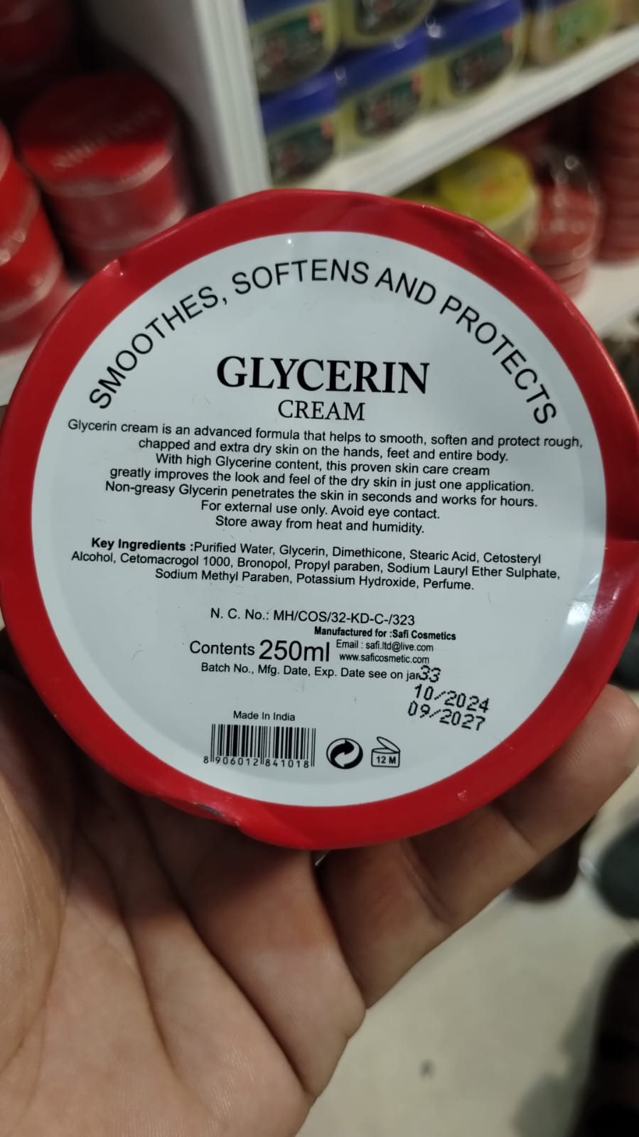 Glycerin Skin Cream Moisturizer | Deep Hydration & Soft Smooth Skin Care | Daily Use Nourishing Cream for Dry & Rough Skin 250 ml