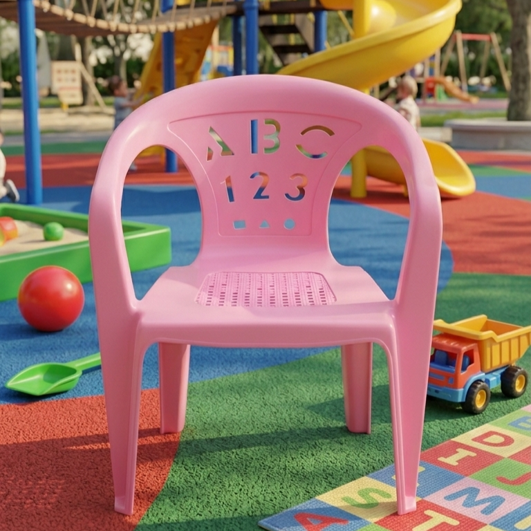 Number And Letters Design Kids Chair - Educational Alphabets Pattern Lightweight Seating Furniture Durable Comfortable Miniature Toddler Seat - (Random Color)