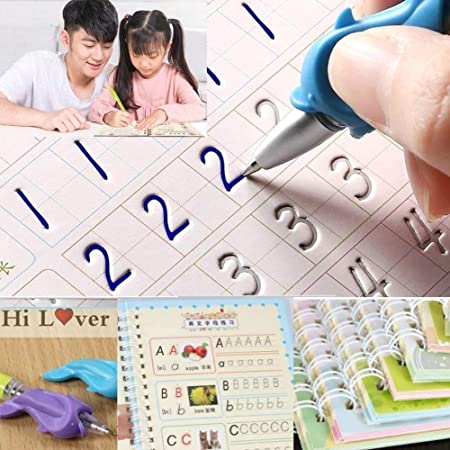 Sank Magic Practice Copybook Set �4 Books + 10 Refills with Pen for Kids