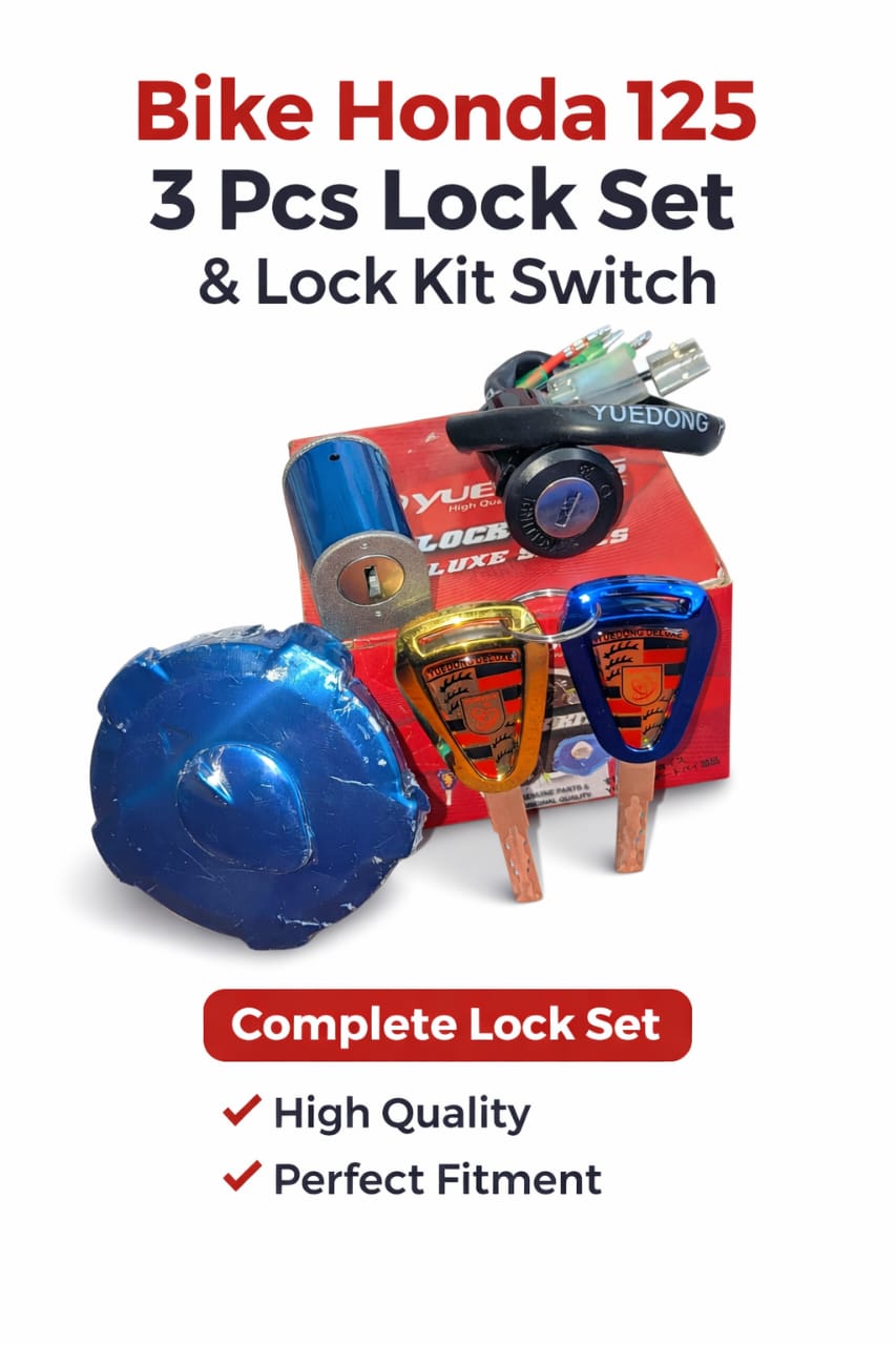 Motorbike Three Piece Lock Set Lock Kit Switch Designed For Motorcycles Providing Durable Quality - 70cc