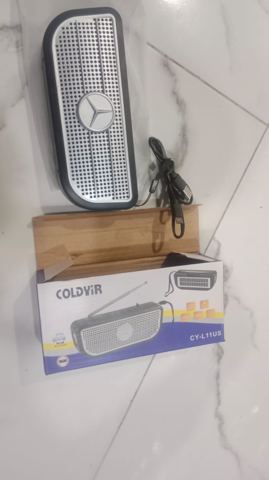 Portable Solar Rechargeable Radio With USB Charging Cable For Outdoor Use