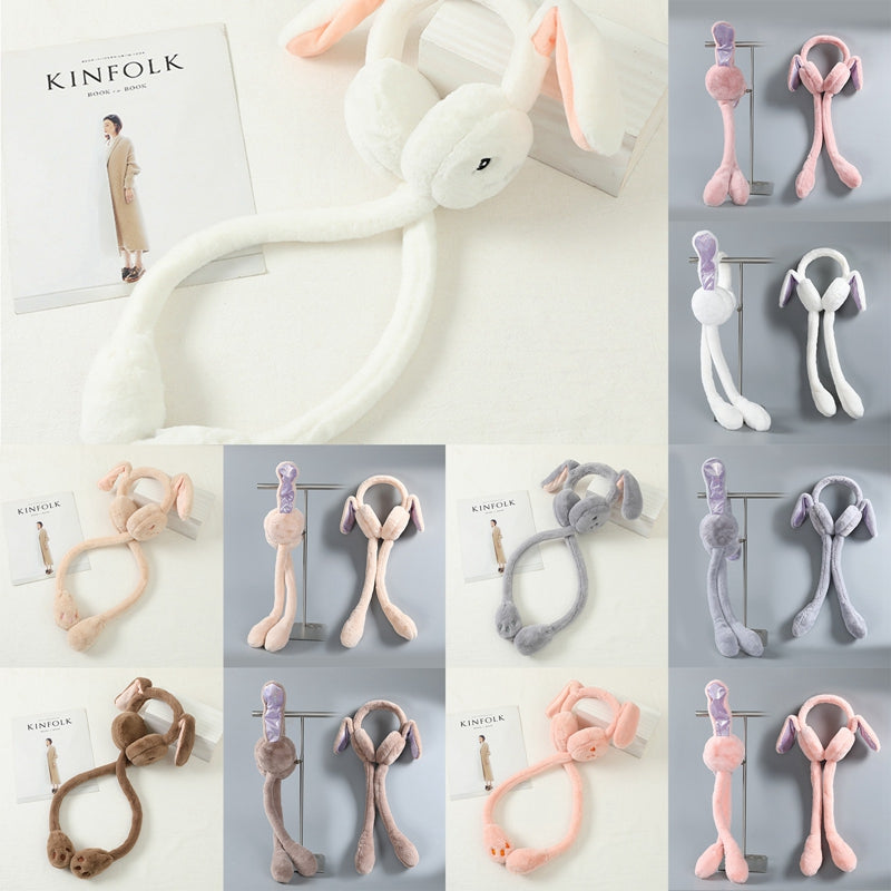 Cute Bunny Cap Headphone Plush Ear Muff Winter Headwear for Women & Girls �Soft Warm Cartoon Style (Random Color)