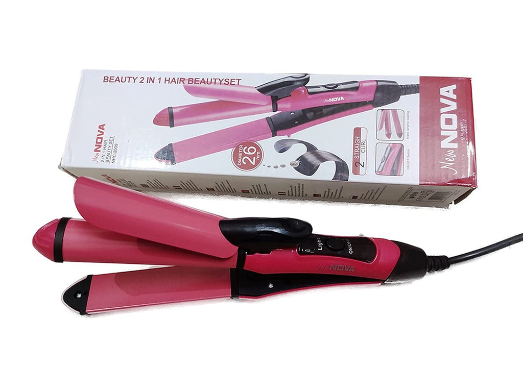 Nova 2-in-1 Hair Straightener & Curler | Model NHC-2009 | Professional Styling Tool