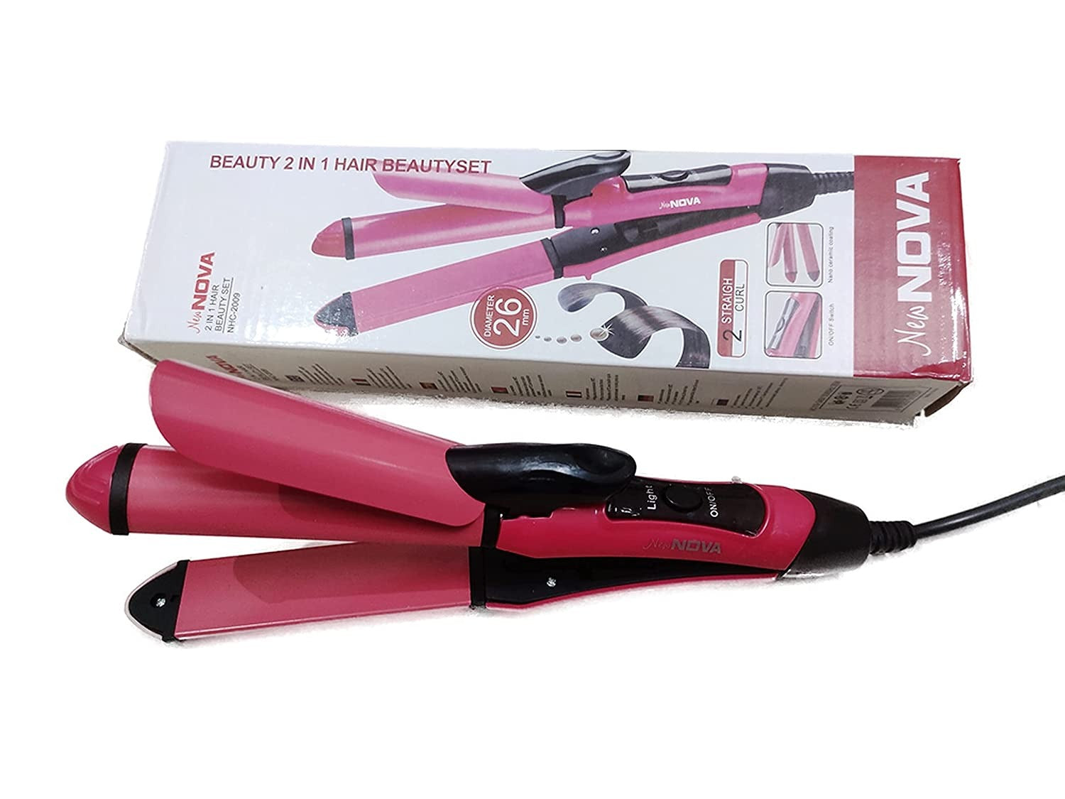 Nova 2-in-1 Hair Straightener & Curler | Model NHC-2009 | Professional Styling Tool