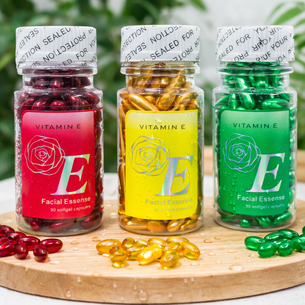 Vitamin E Facial Essence Softgel Capsules �Deep Hydrating, Anti-Aging & Skin Brightening Face Serum Capsules for Radiant Skin