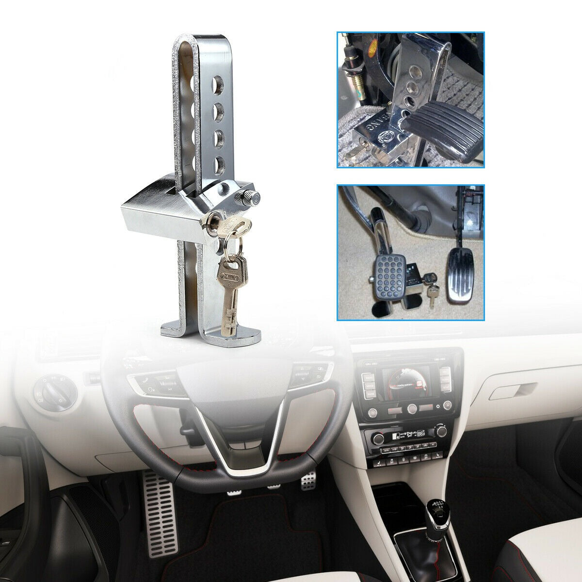 Universal Car Pedal Lock Anti Theft Lock Pedal Lock 8 holes for almost all Cars