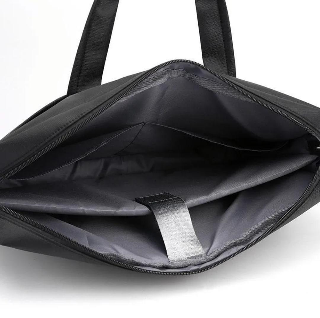 Premium 17-Inch Oxford Fabric Laptop Bag �Spacious Plain Black Waterproof Office Messenger Briefcase