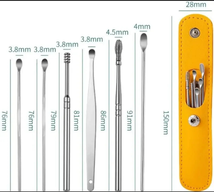 Ear Wax Cleaning Kit, 6 Pcs Ear Pick Tools, Wax Removal Kit, Ear Cleaning Tool Set, Spring Earwax Cleaner Tool Ear Wax Remover(random color)