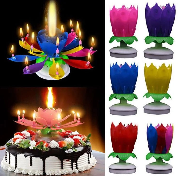 Melody Birthday Candle Musical Flower Candle With Rotating Petals Colorful Flames And Happy Birthday Tune For Celebrations (Large Size)