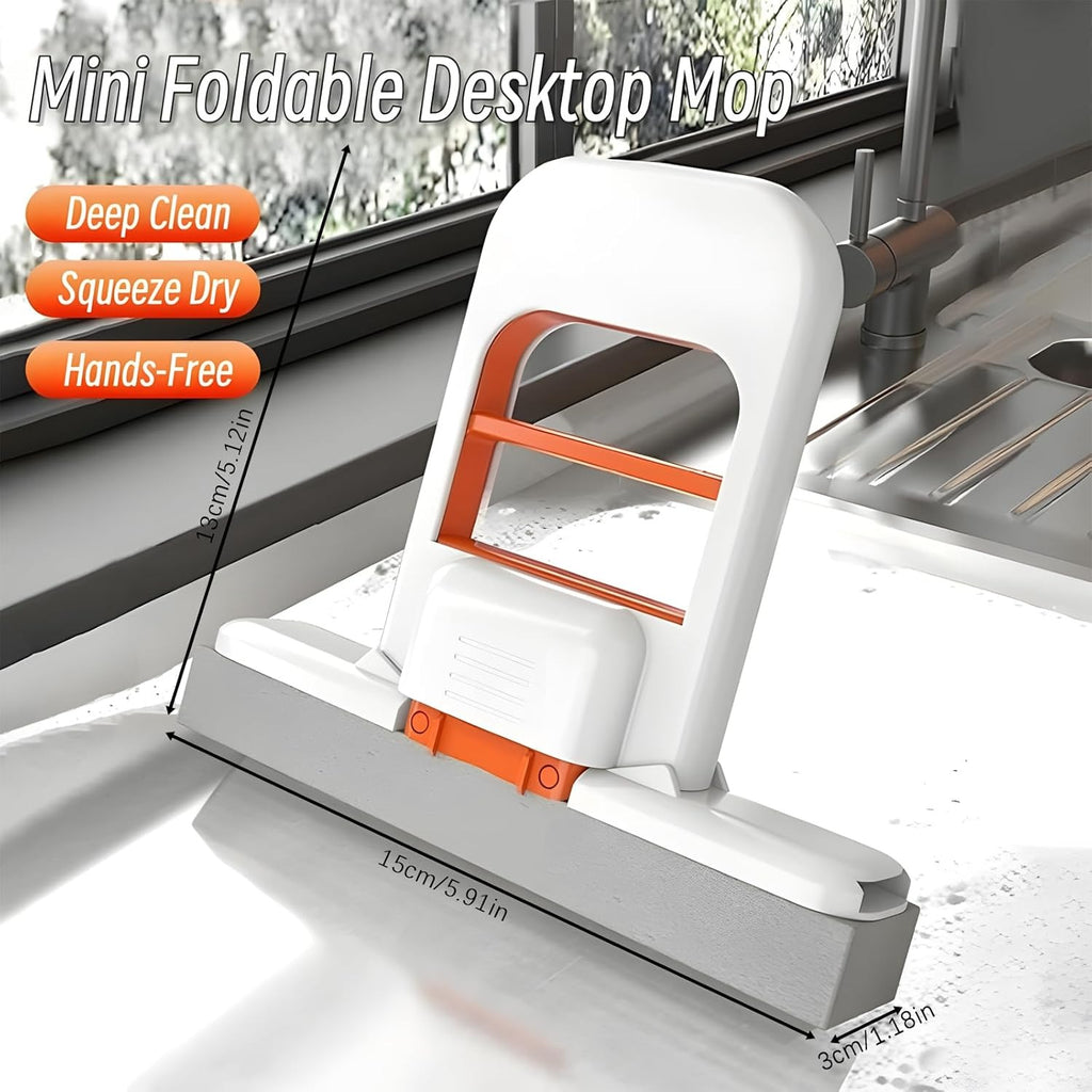 Mini Foldable Desktop Mop �Portable Mini Cleaning Sponge Mop bathroom tiles, and small spaces