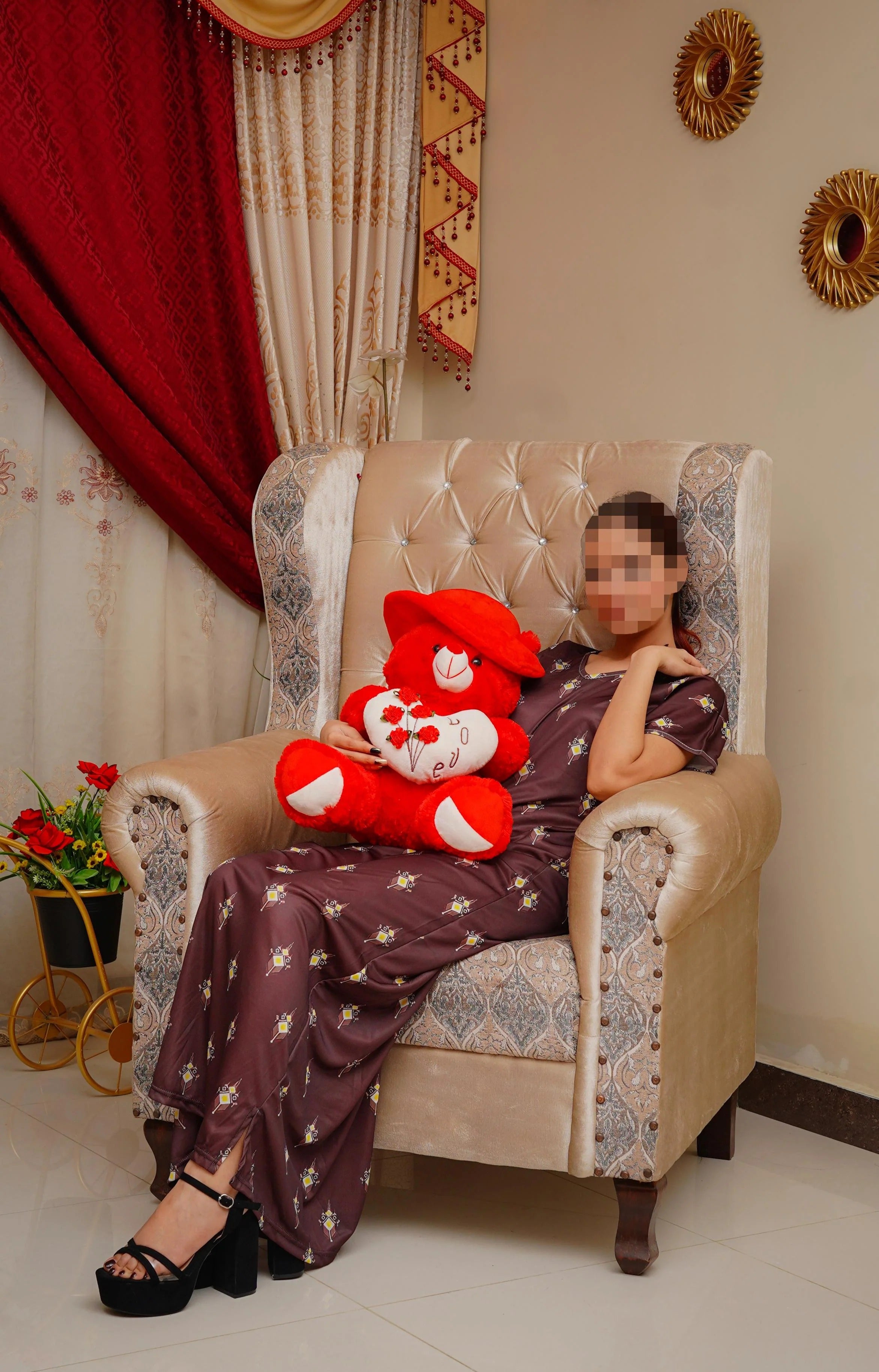 Cozy Halo 3 Piece Nightwear Set for Women �Free Size Soft Jersey Interlock Nighty with Panty & Poni