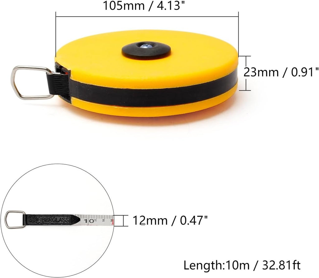 10M Double-Side Metric Fiberglass Measuring Tape Reel | Durable Roll Measuring Tool �1pc