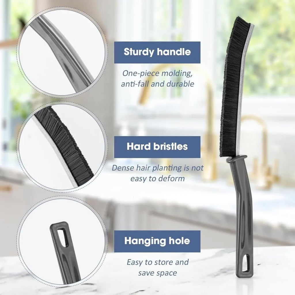 Set of 2 Gap Cleaning Brushes �Hard Bristle Crevice and Grout Cleaning Brush for Bathroom, Kitchen, Tile, and Dead Angles �Durable Narrow Cleaning Tool (9 Inch Lengh 0.75 Inch Width)