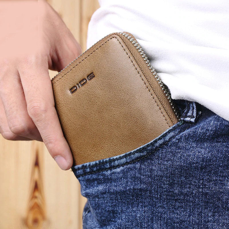 GOL Zip Leather Wallet for Men Compact