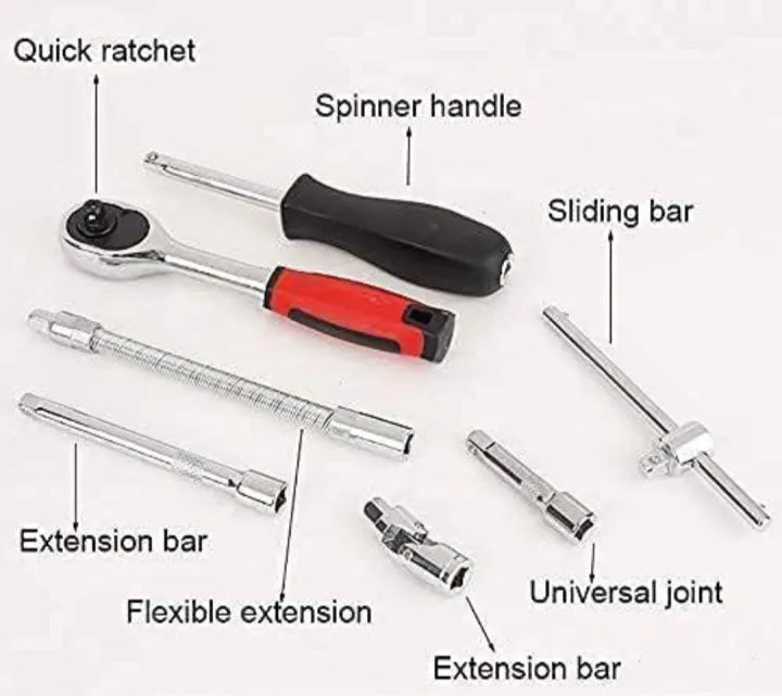 46-Piece Socket Wrench Set �Complete Ratchet & Bit Tool Kit