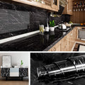 Self Adhesive Black Marble Sheet For Kitchen �Waterproof, Heat And Oil Resistant Wallpap er For Countertops, Cabinets, And Furniture(60x200)