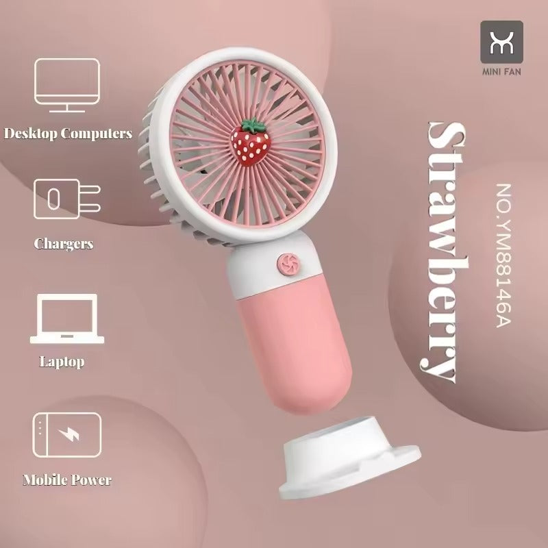 Rechargeable Mini Handy Fan Portable USB Cooling Fan Cute Design Handheld Fan for Kids and Travel - With Cable (Random Color)