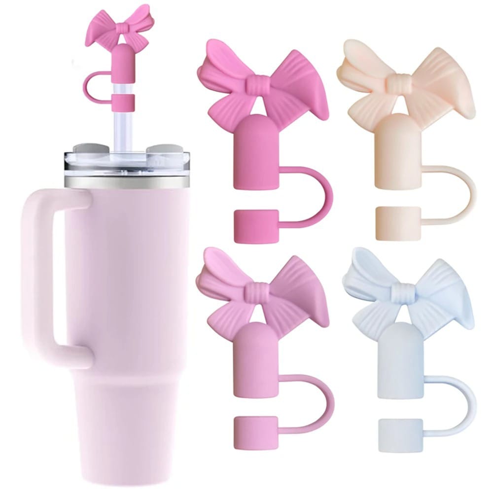 1PC Cute Bow Straw Cap Cover for 10mm Straws �Fits Stanley Tumbler Cups, Dustproof & Leak-Resistant (Random Color)