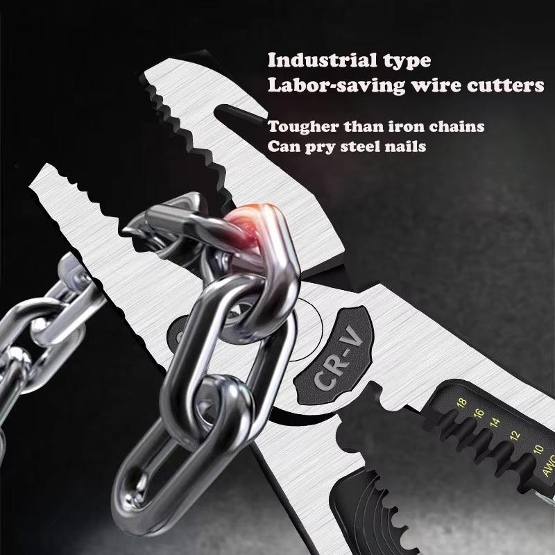 Heavy Duty 9 In 1 Multi Function Pliers Nail Pry Wire Stripper Cutter CR V Steel Professional Tool