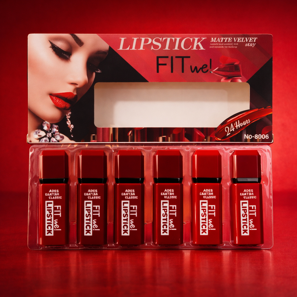 6 Pcs Matte Velvet Lipstick Set �Creamy Long Lasting Lip Color Collection | Shades of Red