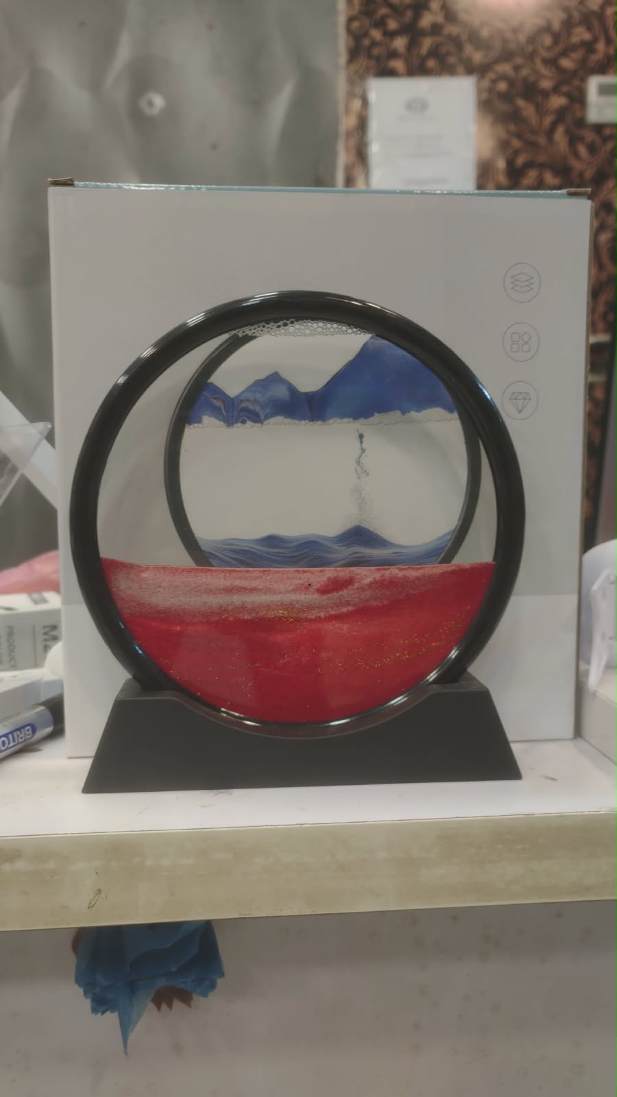 Moving Sand Art Picture �3D Dynamic Deep Sea Sandscape with Display Stand - Without Light | Size 8 Inch (Random Color)