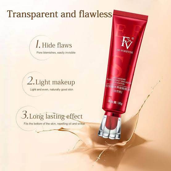 Fv Foundation Waterproof With Medium Coverage, Oil-free &amp; Long Lasting, Matte orever Foundation For Oily/normal Skin, Forever Liquid Makeup Foundation For Face, 30g Ivory