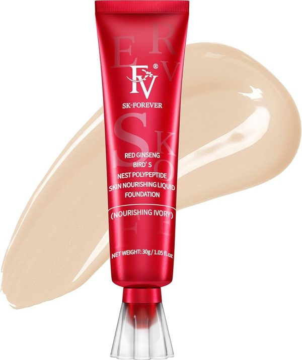 Fv Foundation Waterproof With Medium Coverage, Oil-free &amp; Long Lasting, Matte orever Foundation For Oily/normal Skin, Forever Liquid Makeup Foundation For Face, 30g Ivory
