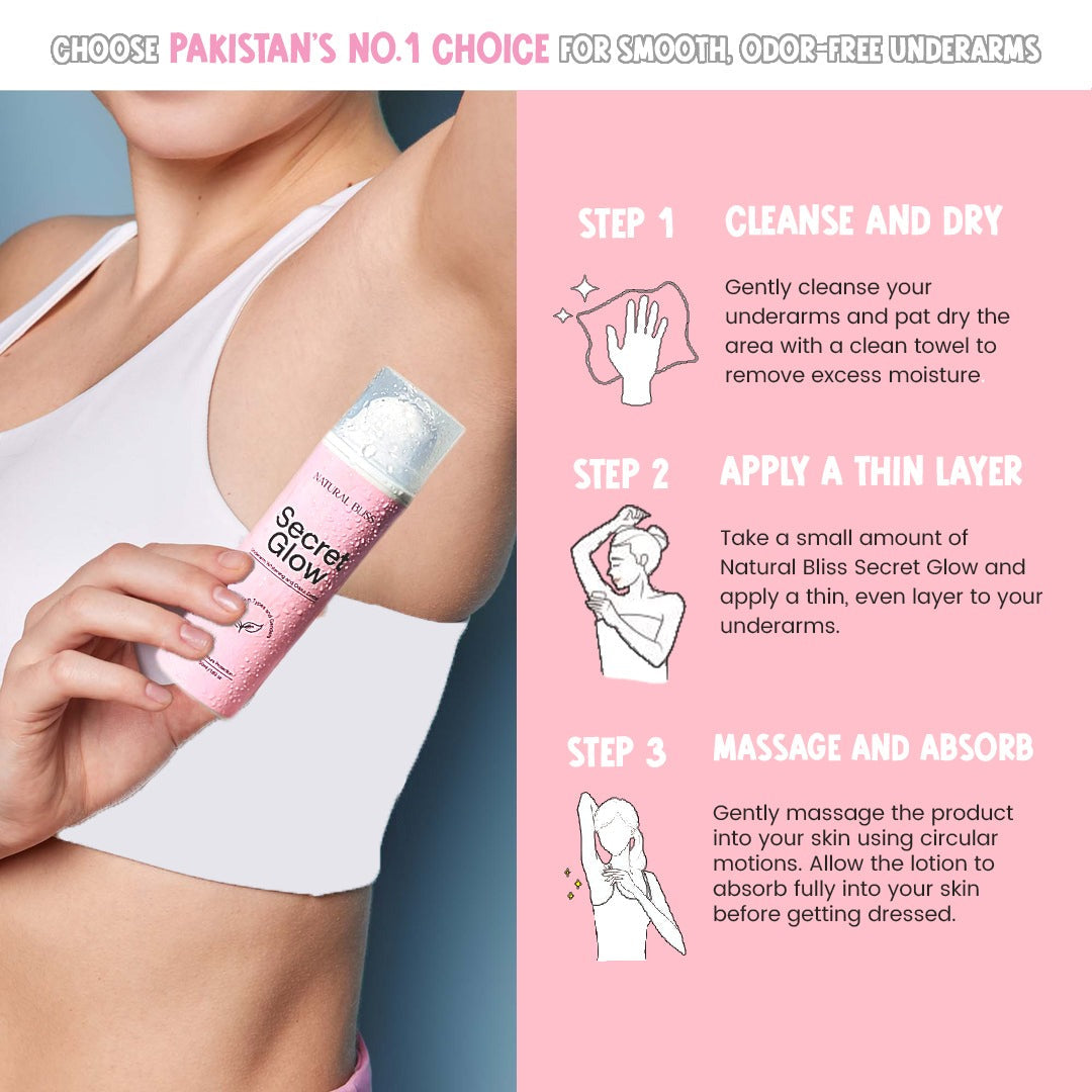 Secret Glow Original Underarm Brightening &amp; Odor Control Cream | Long-Lasting Odor Control | Hydrating &amp; Gentle Formula 50g