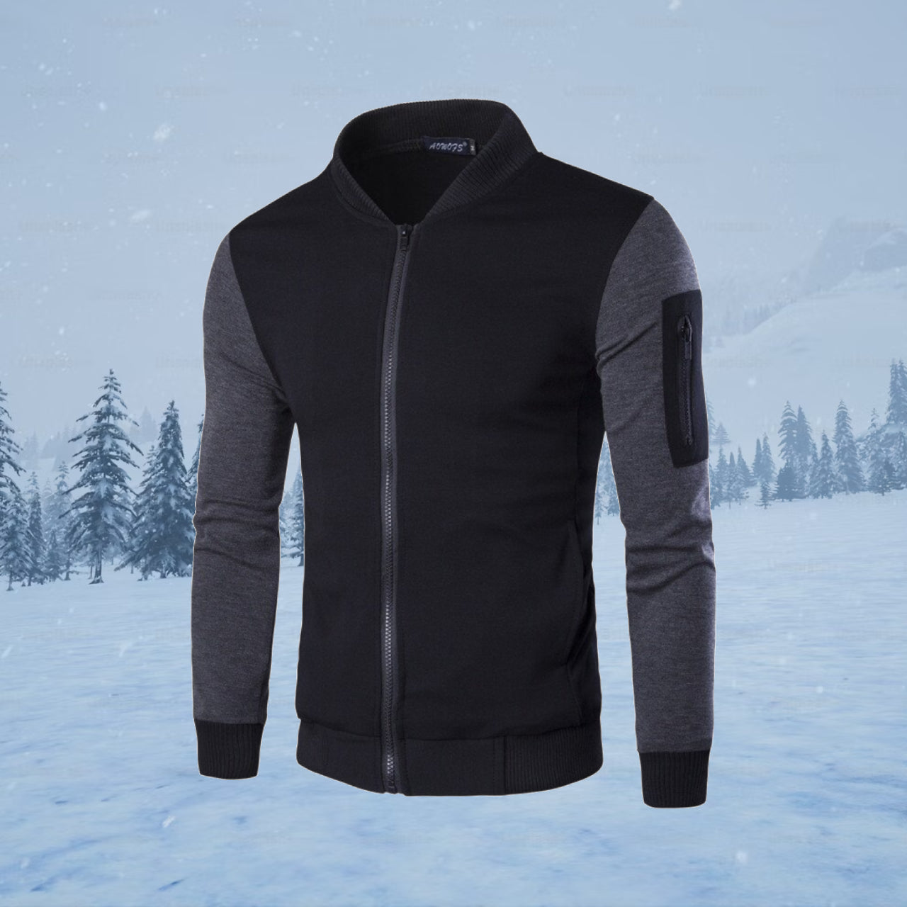 Stylish Charcoal & Black Winter Zipper Jacket For Men | Premium Fleece Full Sleeve Casual Jacket - Extra Large