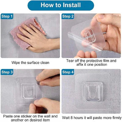(pack of 10 ) Double Sided Self Adhesive Wall Hooks