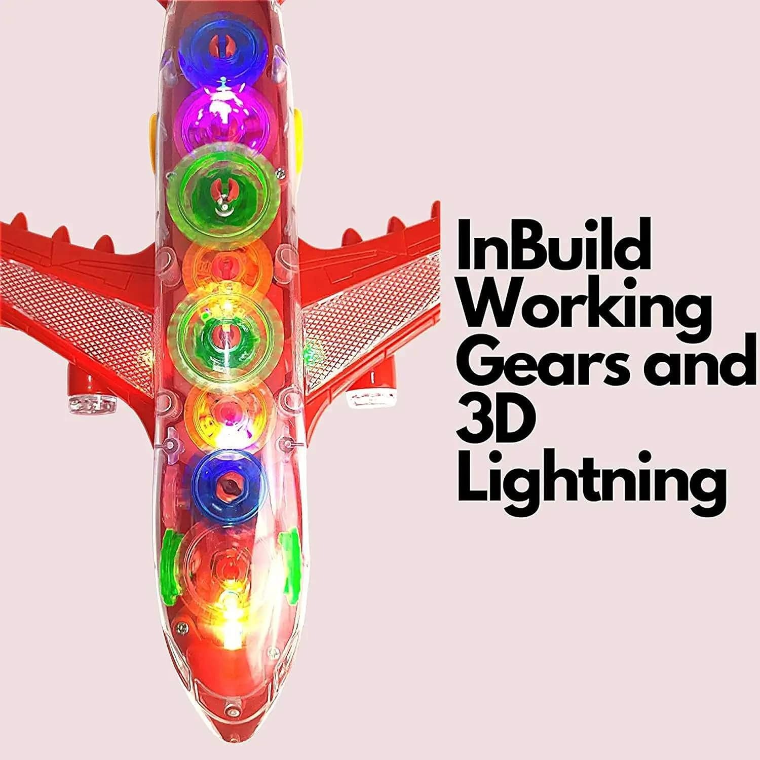New Trending Transparent Gear Plane Toy �Light Mode, Music, Bump-and-Go Action, 45?46 cm, Battery Operated, for Kids Ages 3 and Up
