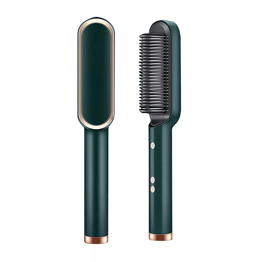 Hair Straightener Iron Brush Straight Hair Comb 2-in-1 Hair Straightener Curling Professional Styling Brush Hair Curler &amp; Straightener For Women (Random Color)