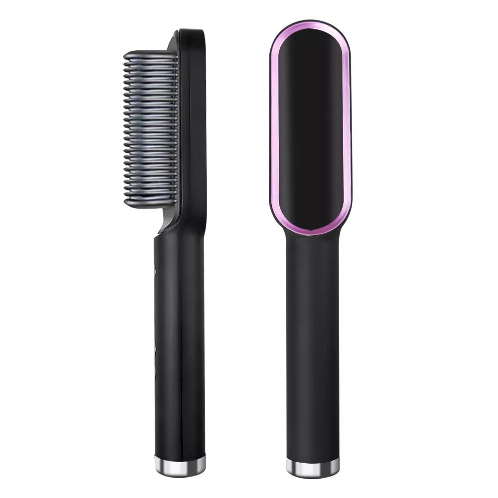 Hair Straightener Iron Brush Straight Hair Comb 2-in-1 Hair Straightener Curling Professional Styling Brush Hair Curler &amp; Straightener For Women (Random Color)