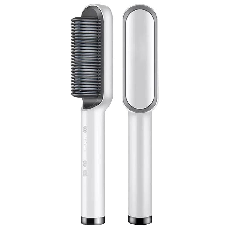 Hair Straightener Iron Brush Straight Hair Comb 2-in-1 Hair Straightener Curling Professional Styling Brush Hair Curler &amp; Straightener For Women (Random Color)