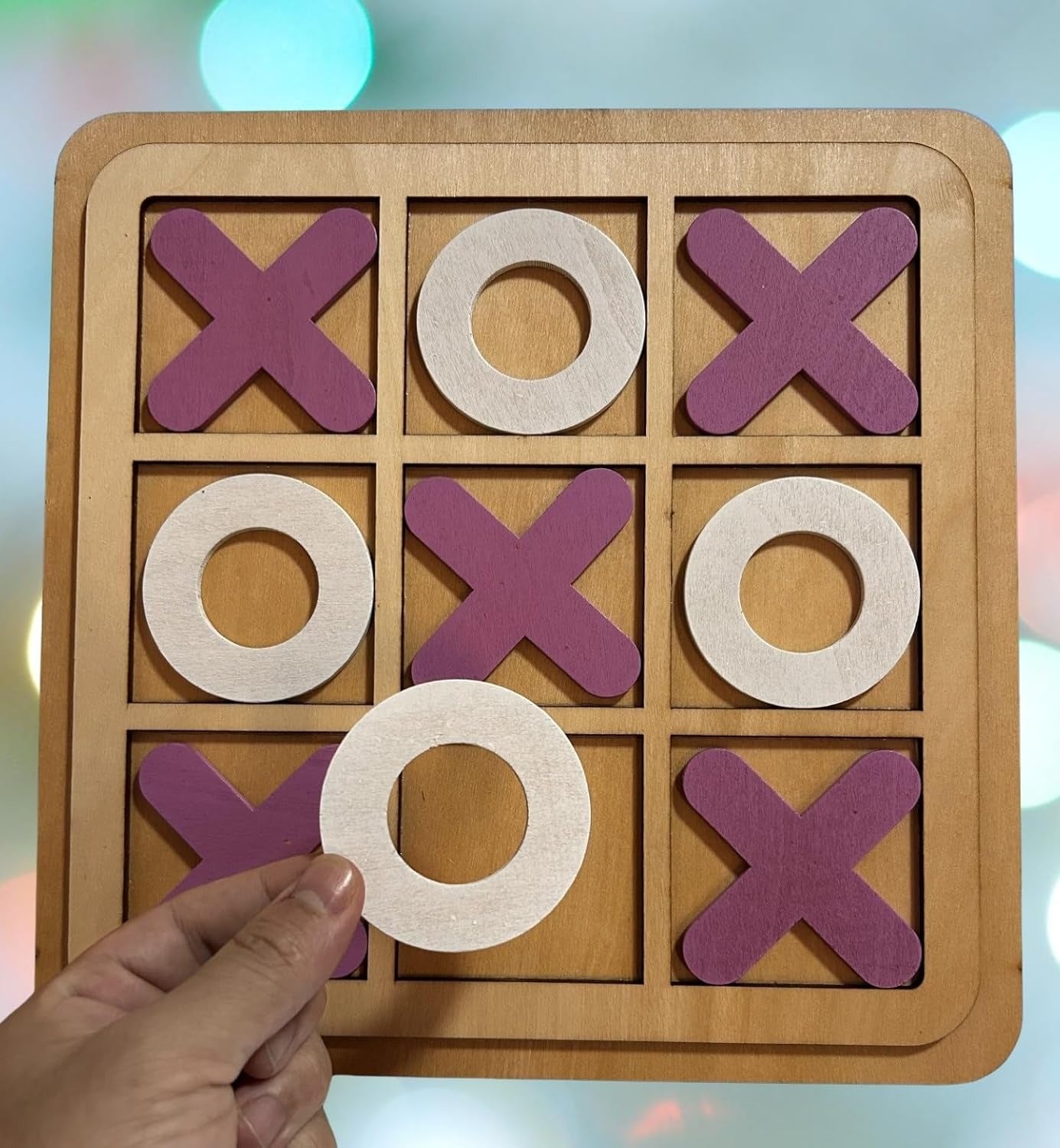 Wooden Tic-Tac-Toe Board Game �Classic XO Strategy Game for Kids, Toddlers, Preschoolers &amp; Adults �Educational, Durable &amp; Portable 30cm Wooden Board �Ideal Birthday Gift, Party Favour &amp; Family Game (Random Color)