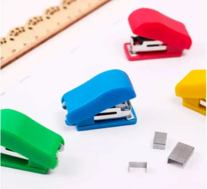 Pack of 2 Mini Staplers with Pins �Compact, Smooth, and High-Quality Office &amp; School Use (Random color)