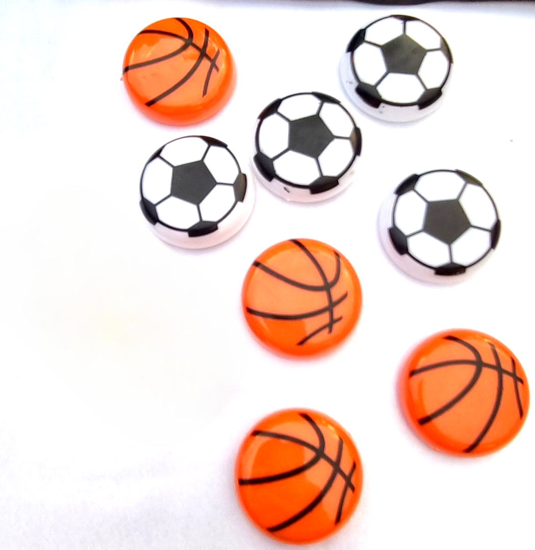 Basketball &amp; Football Refrigerator Magnets �Set of 10 Durable Sports-Themed Decorative Magnets (1.5 x 1.5 Inches)