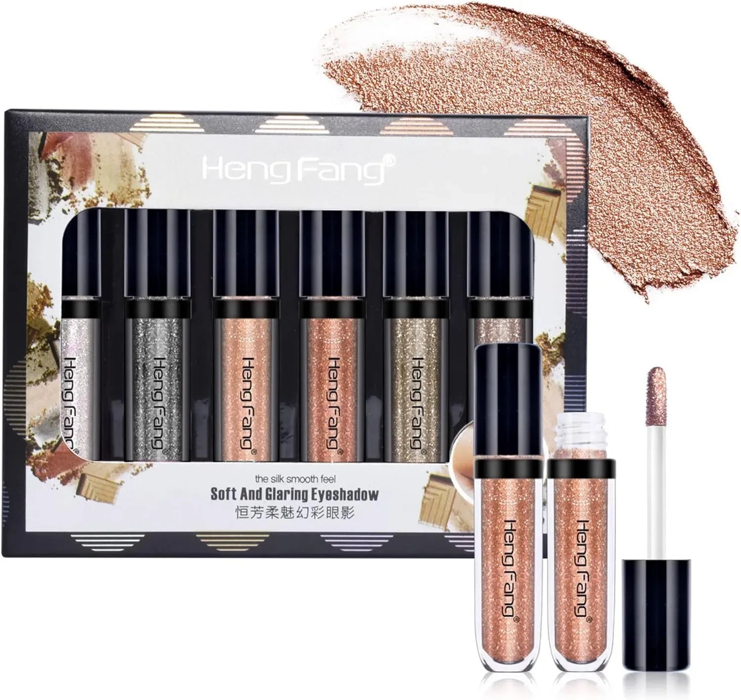 HENG FANG 6 Pcs Liquid Diamond Glitter Eyeshadows Set �Waterproof, Long-Lasting, Vibrant Colors with Lightweight Texture for Bold &amp; Sparkling Eye Makeup