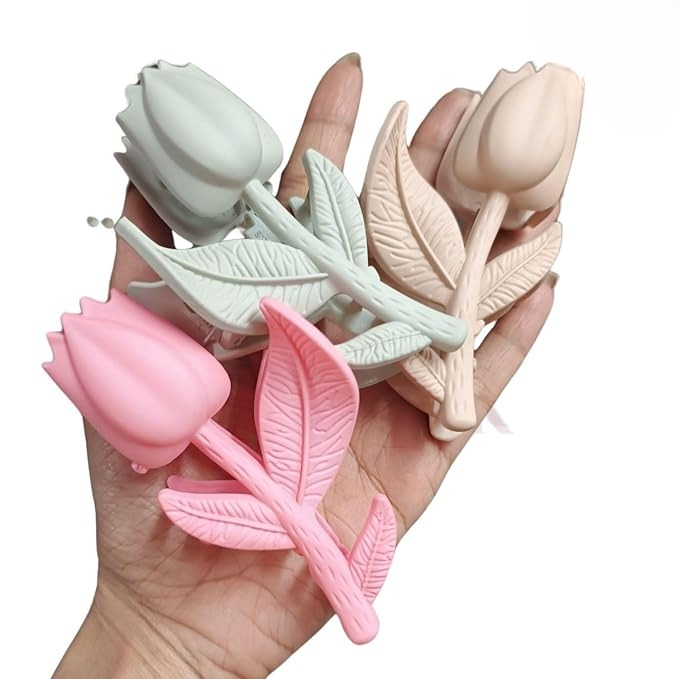 Rose Flower Hair Clips �Stylish Matte Finish Rose-Shaped Claw Clips for Women &amp; Girls (Assorted Colors, Set of 6)