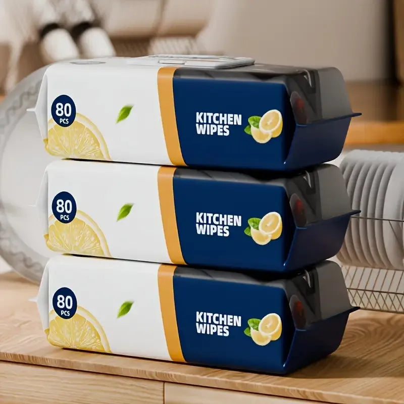 Kitchen Wipes �Pack of 80 Pieces, Multipurpose Cleaning Wipes for Home and Kitchen Use -Soft and durable material for effective cleaning
