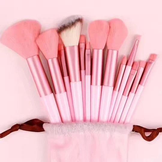 13 Pieces Soft Fluffy Makeup Brush Set - Cosmetics Brush Set - Makeup Brush Kit - Blush and Powder Brushes - Makeup Brushes for Foundation - Pink Color - Without Box