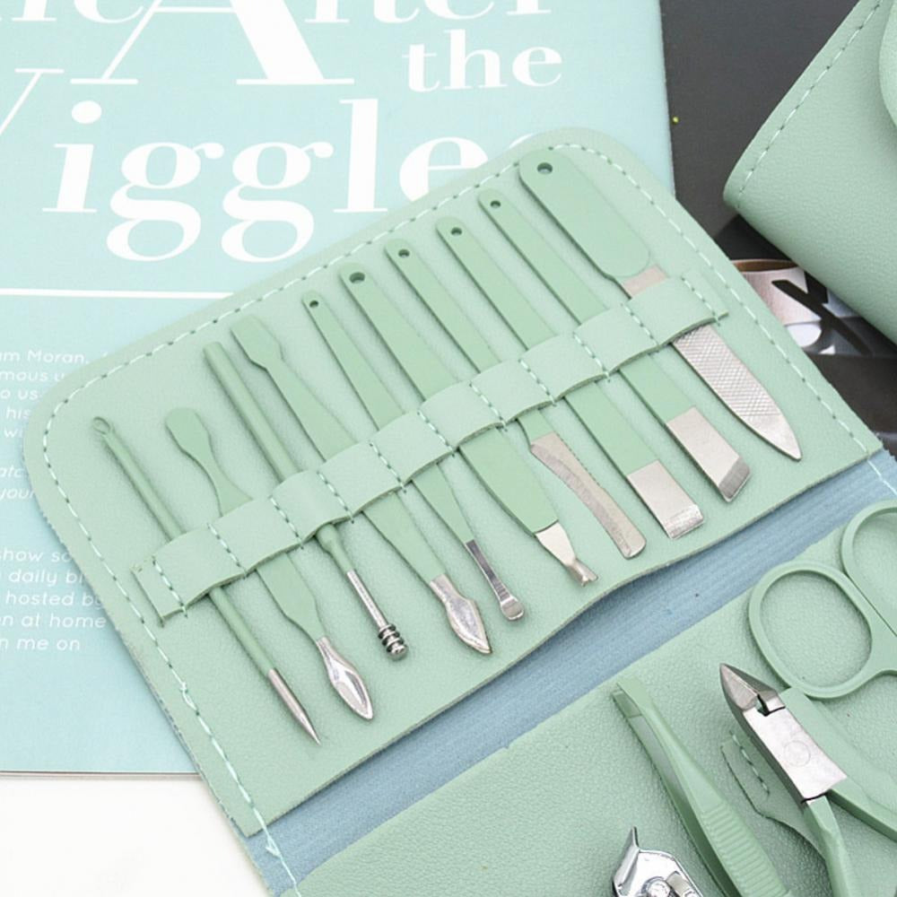 16-Piece Manicure &amp; Pedicure Kit �Premium Stainless Steel Nail Care Set for Hand, Foot &amp; Facial Grooming | Travel-Friendly Case Included | 16 Pcs Nail Care Set | Beauty Essentials Set ( Random Color )