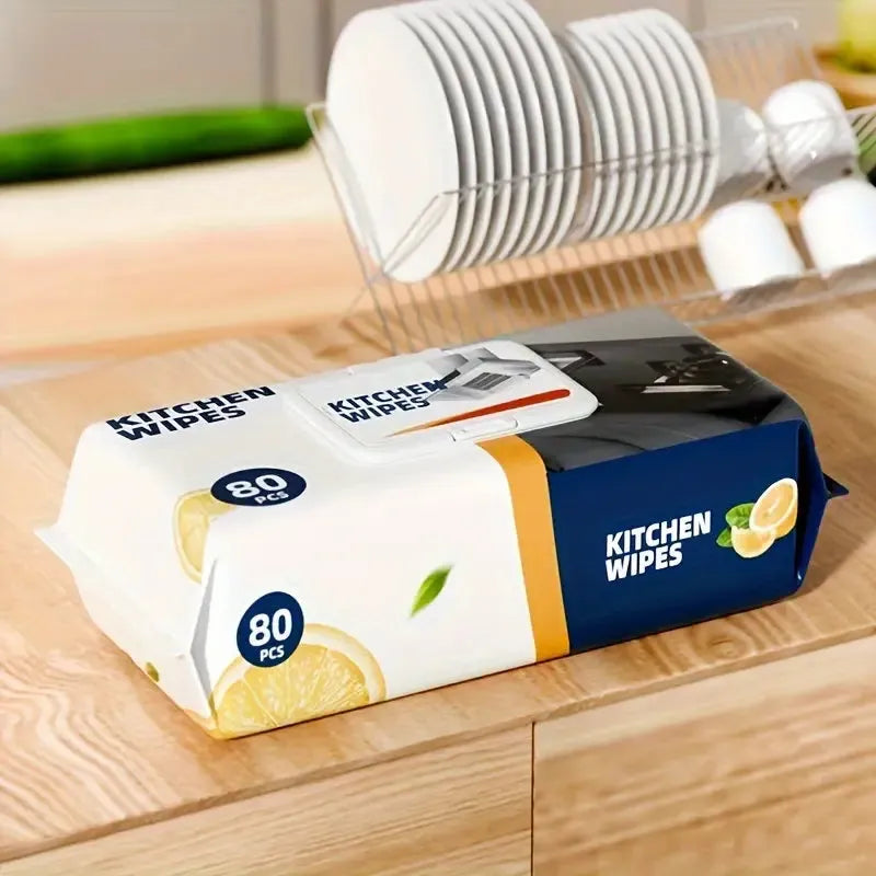Kitchen Wipes �Pack of 80 Pieces, Multipurpose Cleaning Wipes for Home and Kitchen Use -Soft and durable material for effective cleaning